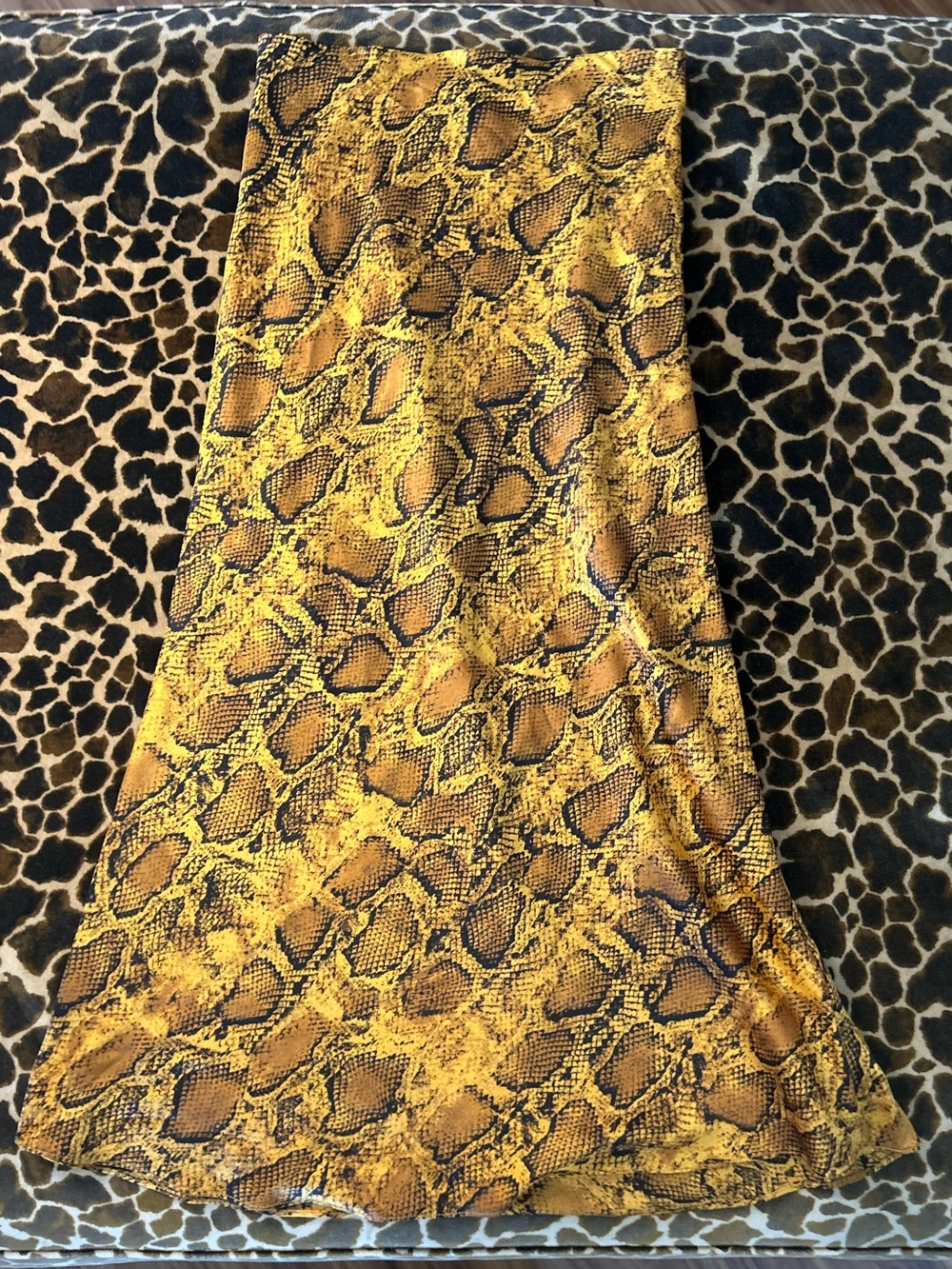 BB Dakota Yellow and Black Snake Print Skirt